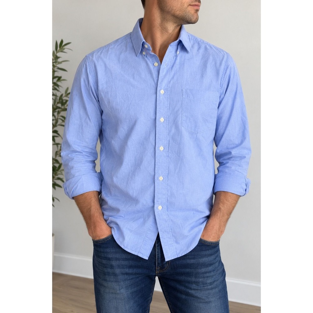 Polo Ralph Lauren Philip Mens 17.5 34/35 Blue Oxford Cotton Button Down_220